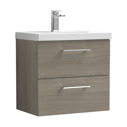 [BFLE2524A] Bramshall Wall Hung 2 Drawer Vanity Unit with Mid-Edge Ceramic Basin - Choice of Colour, Handle Finish and Size - Cutout