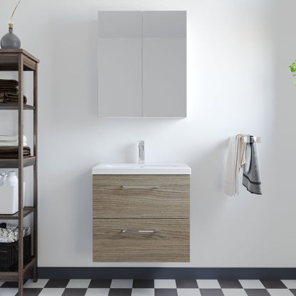 [BFLE2524A] Bramshall Wall Hung 2 Drawer Vanity Unit with Mid-Edge Ceramic Basin - Choice of Colour, Handle Finish and Size - Lifestyle 1