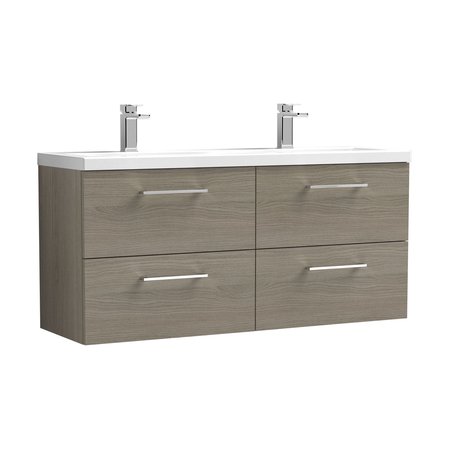 [BFLE2524F2] Balterley Level 1200mm Wall Hung 4-Drawer Vanity Unit with Double Basin for Modern Bathroom Storage - Gloss White - Cutout