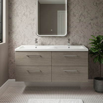 [BFLE2524F2] Balterley Level 1200mm Wall Hung 4-Drawer Vanity Unit with Double Basin for Modern Bathroom Storage - Gloss White - Silo