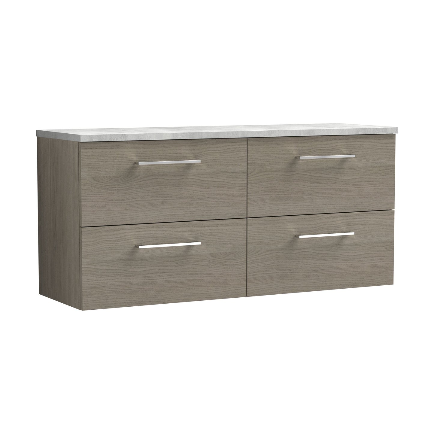 [BFLE2524LBG2] Balterley Level 1200mm Wall Hung 4 Drawer Vanity Unit & Laminate Worktop for Spacious Natural-Wood Bathroom Storage - Solace Oak - Cutout