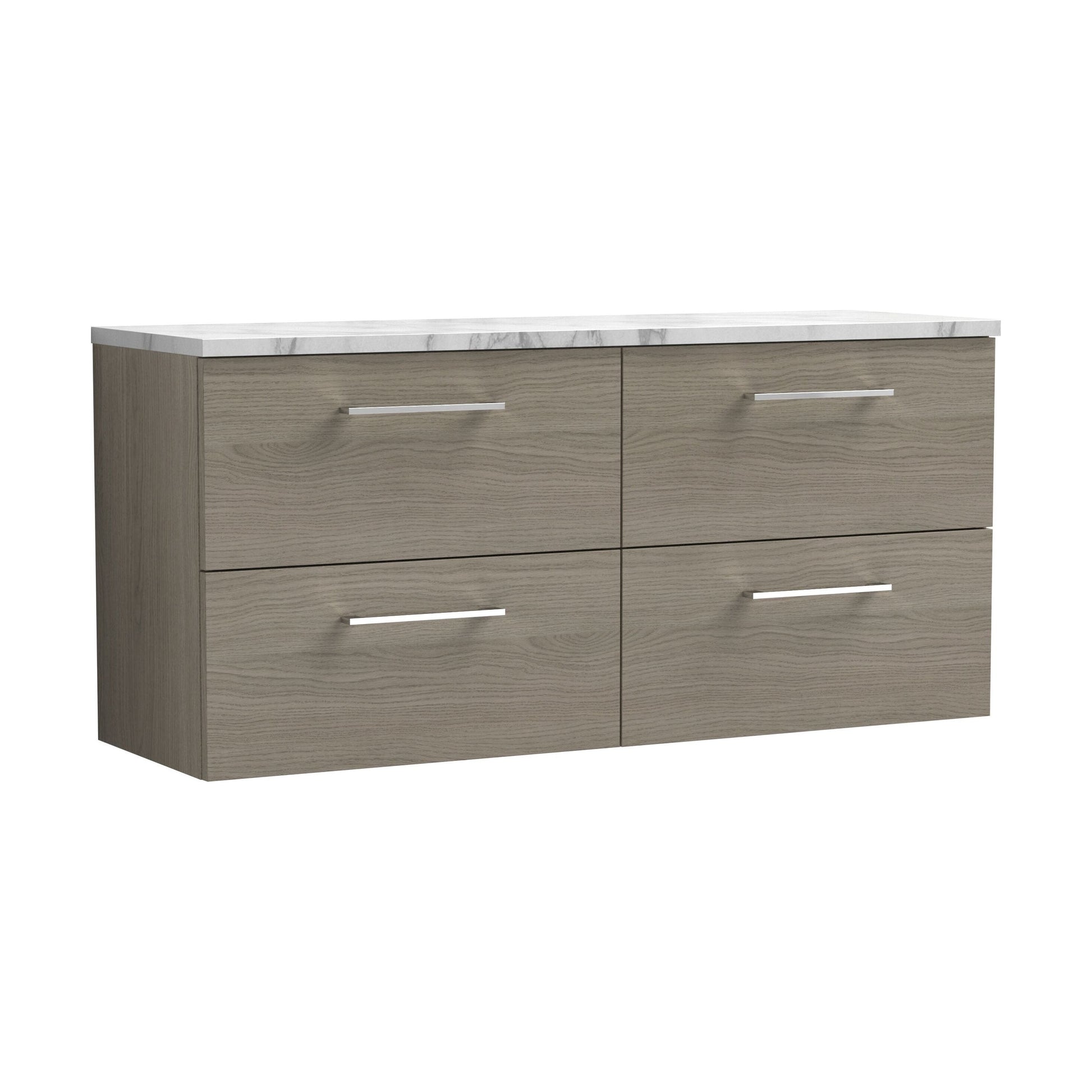 [BFLE2524LCM2] Balterley Level 1200mm Wall Hung 4 Drawer Vanity Unit & Laminate Worktop for Spacious Natural Wood Bathroom Storage - Solace Oak - Cutout