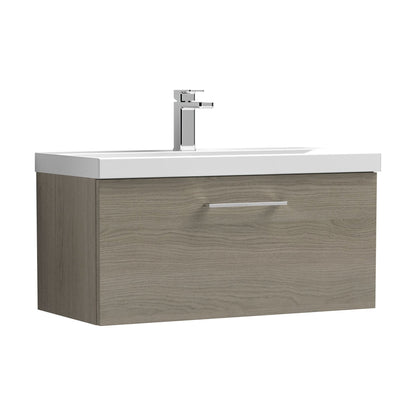 [BFLE2525A] Bramshall Wall Hung 1 Drawer Vanity Unit with Mid-Edge Ceramic Basin - Choice of Colour, Handle Finish and Size - Cutout