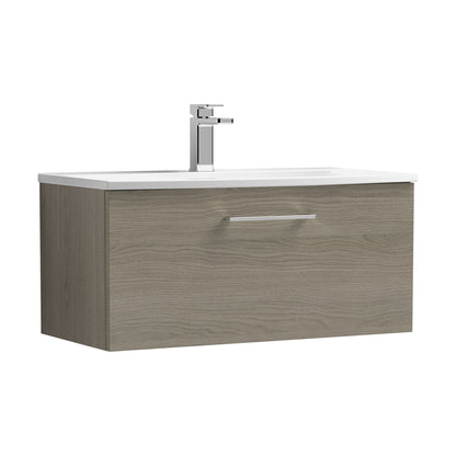 [BFLE2525G] Balterley  Modern Bathroom Wall Hung 1-Drawer Vanity & Curved Basin, Solace Oak, 800mm - Cutout