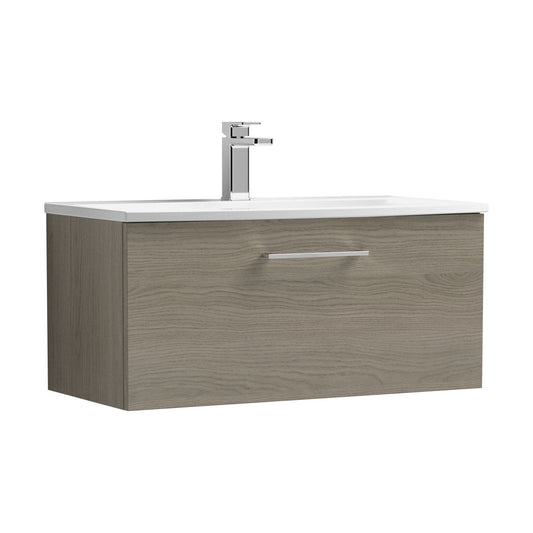 [BFLE2525G] Balterley  Modern Bathroom Wall Hung 1-Drawer Vanity & Curved Basin, Solace Oak, 800mm - Cutout