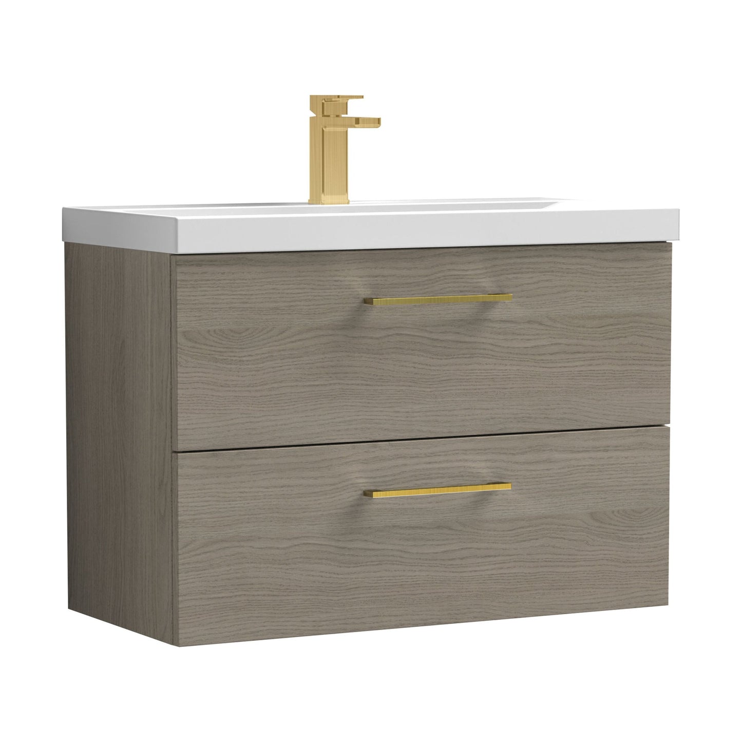 [BFLE2526AH017] Bramshall Wall Hung 2 Drawer Vanity Unit with Mid-Edge Ceramic Basin - Choice of Colour, Handle Finish and Size - Cutout