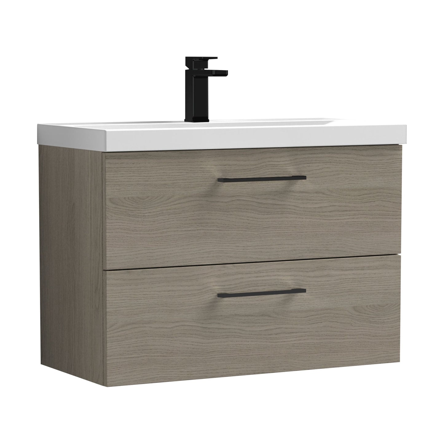 [BFLE2526AH018] Bramshall Wall Hung 2 Drawer Vanity Unit with Mid-Edge Ceramic Basin - Choice of Colour, Handle Finish and Size - Cutout