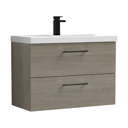 [BFLE2526AH018] Bramshall Wall Hung 2 Drawer Vanity Unit with Mid-Edge Ceramic Basin - Choice of Colour, Handle Finish and Size - Cutout