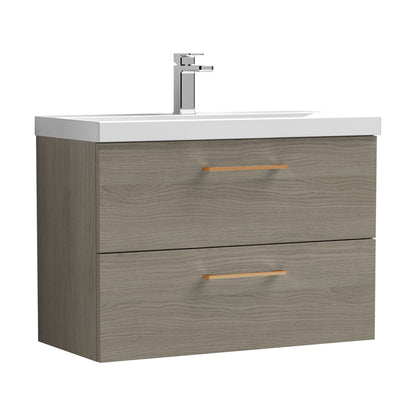 [BFLE2526AH019] Bramshall Wall Hung 2 Drawer Vanity Unit with Mid-Edge Ceramic Basin - Choice of Colour, Handle Finish and Size - Cutout