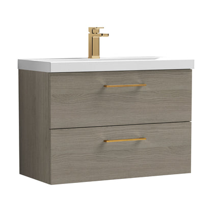 [BFLE2526AH1516] Bramshall Wall Hung 2 Drawer Vanity Unit with Mid-Edge Ceramic Basin - Choice of Colour, Handle Finish and Size - Cutout