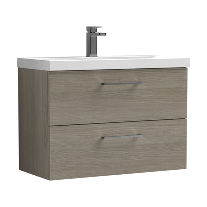 [BFLE2526AH716] Bramshall Wall Hung 2 Drawer Vanity Unit with Mid-Edge Ceramic Basin - Choice of Colour, Handle Finish and Size - Cutout