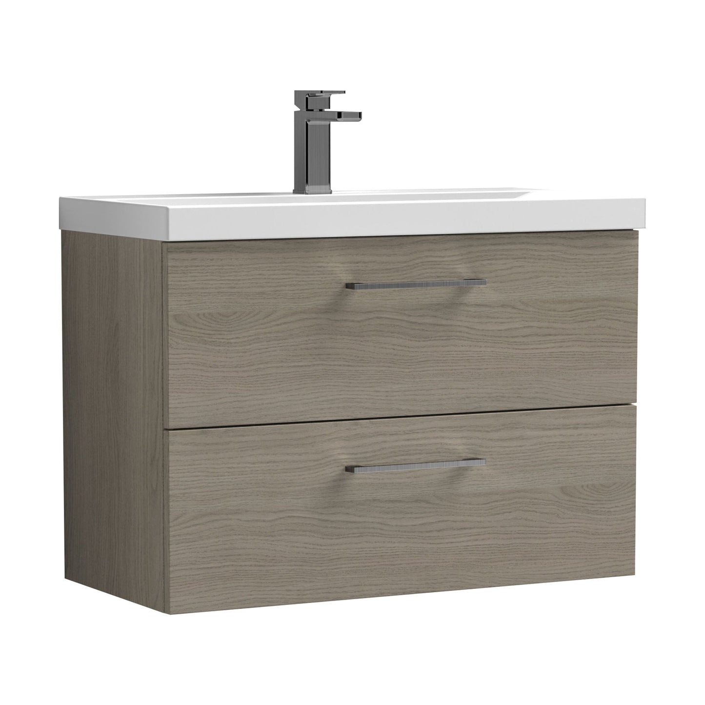 [BFLE2526AH716] Bramshall Wall Hung 2 Drawer Vanity Unit with Mid-Edge Ceramic Basin - Choice of Colour, Handle Finish and Size - Cutout