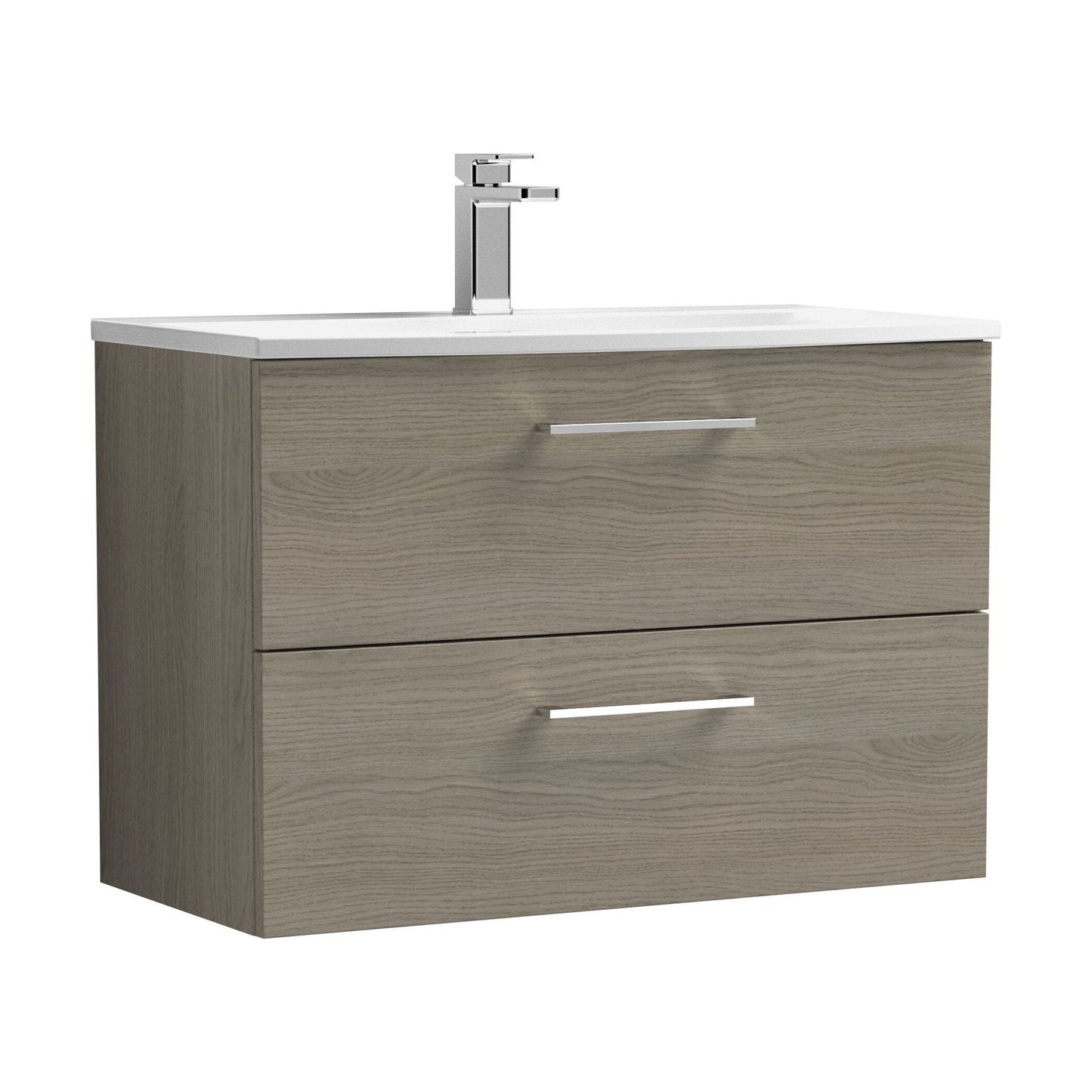 [BFLE2526G] Balterley  Modern Bathroom Wall Hung 2-Drawer Vanity & Curved Basin, Solace Oak, 800mm - Cutout