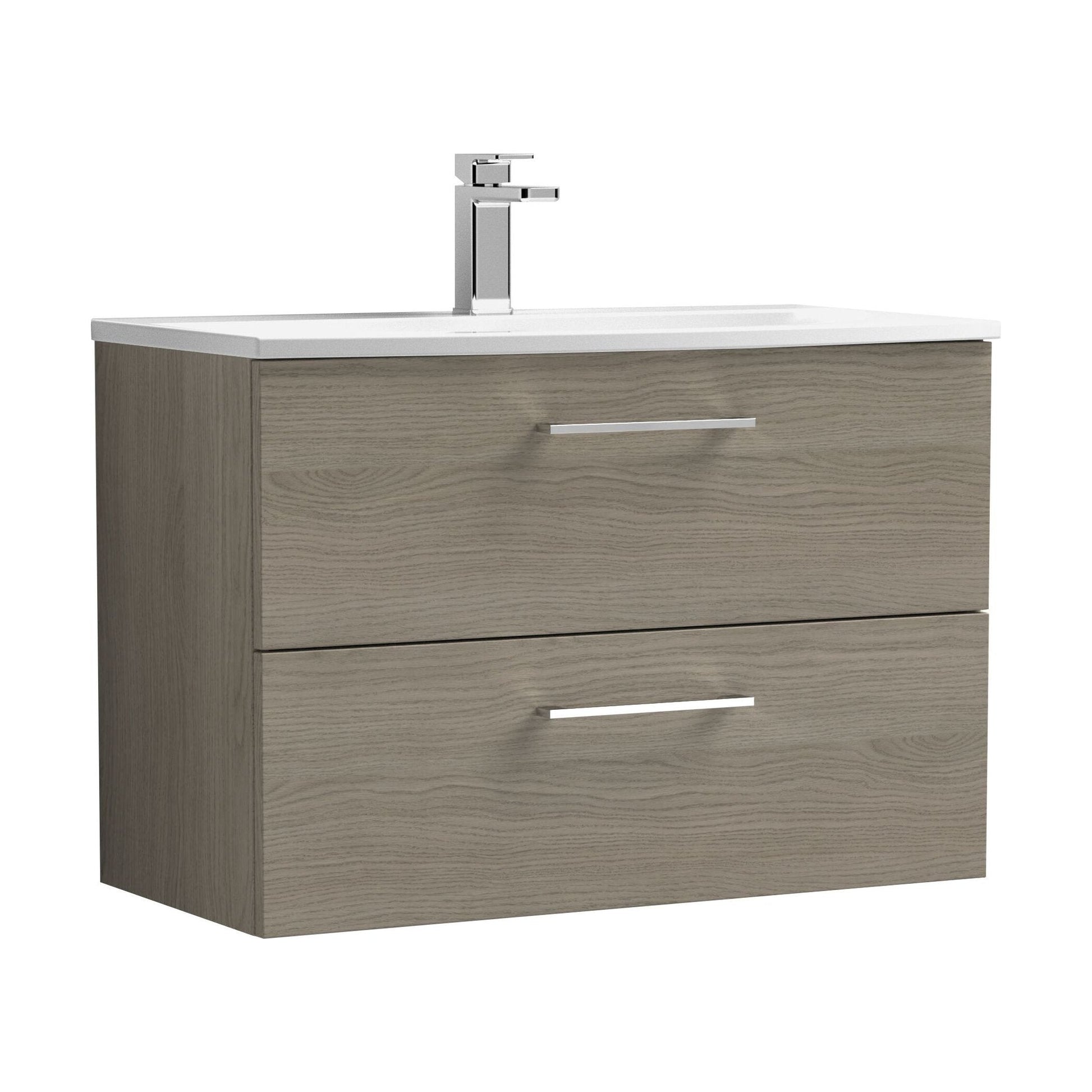 [BFLE2526G] Balterley  Modern Bathroom Wall Hung 2-Drawer Vanity & Curved Basin, Solace Oak, 800mm - Cutout