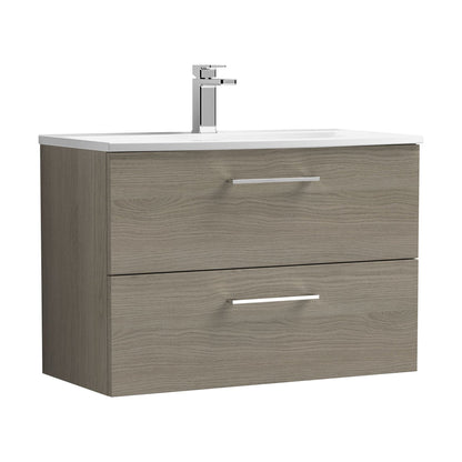 [BFLE2526G] Balterley  Modern Bathroom Wall Hung 2-Drawer Vanity & Curved Basin, Solace Oak, 800mm - Cutout