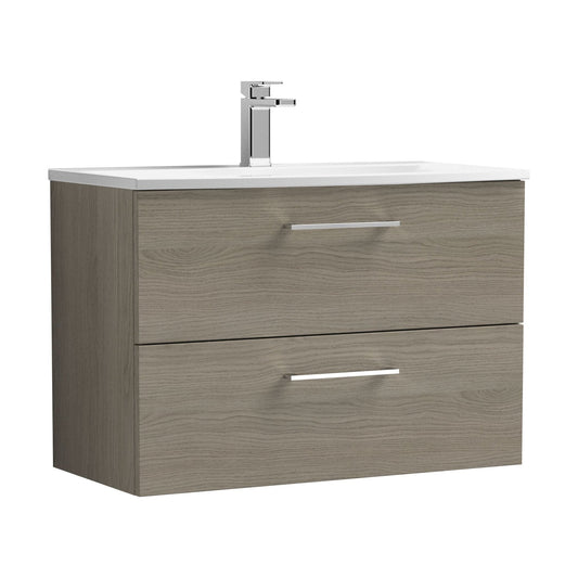 [BFLE2526G] Balterley  Modern Bathroom Wall Hung 2-Drawer Vanity & Curved Basin, Solace Oak, 800mm - Cutout
