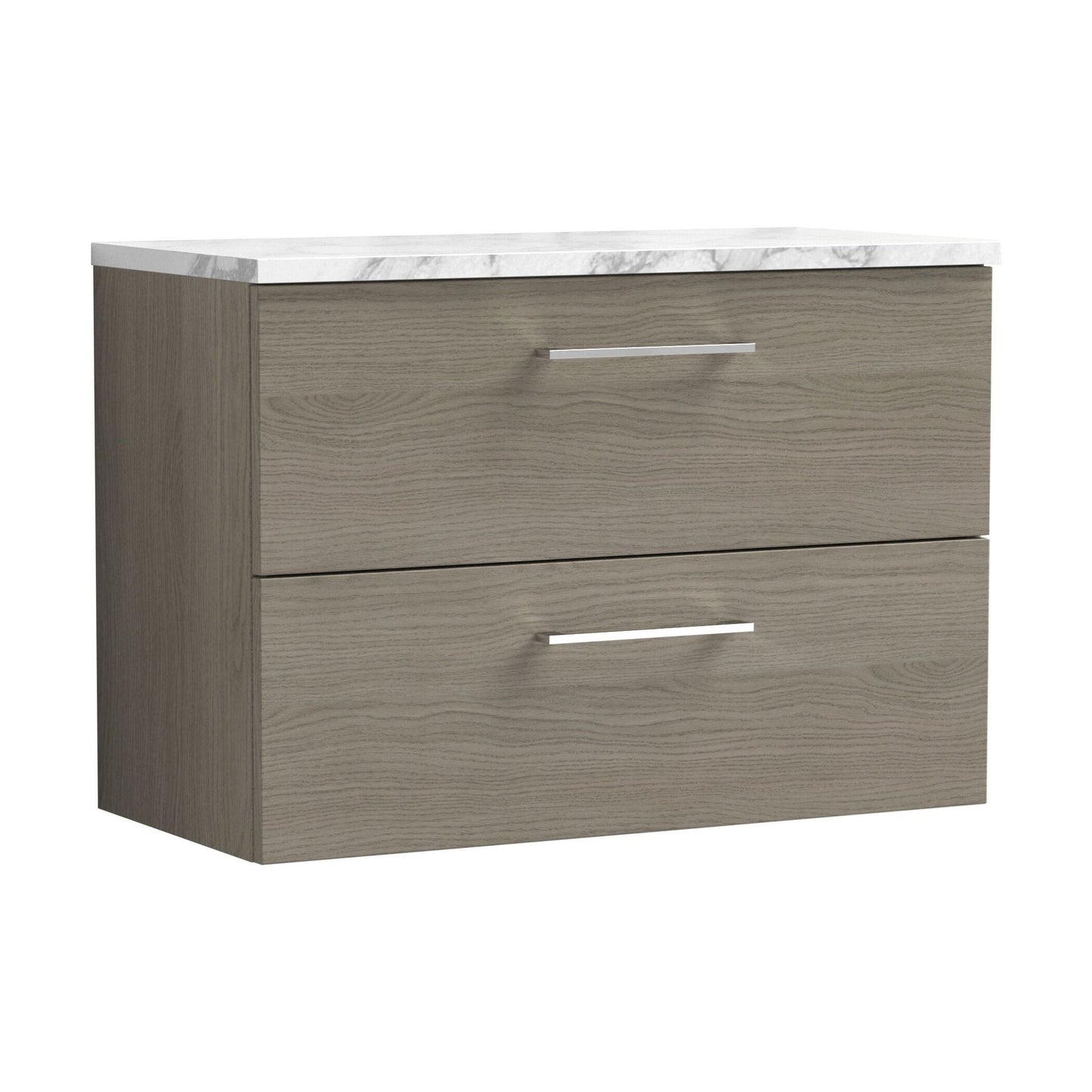 [BFLE2526LCM] Balterley Level 800mm Wall Hung 2 Drawer Vanity Unit with Laminate Worktop for Stylish Compact Bathroom Storage Solace Oak - Cutout