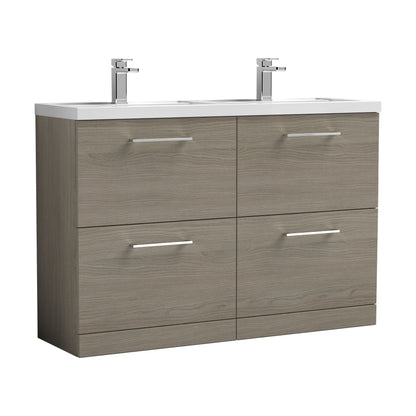 [BFLE2533C2] Balterley Level 1200mm Floor Standing 4 Drawer Vanity Unit with Double Basin, Handles & Overflow for Bathroom Storage Gloss White - Cutout