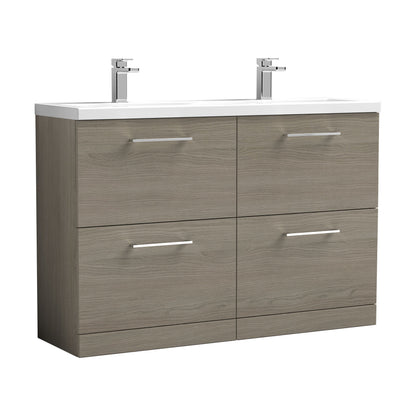 [BFLE2533F2] Balterley Level 1200mm Floor Standing 4 Drawer Vanity Unit with Double Basin, Handles & Overflow for Bathroom Storage Gloss White - Cutout