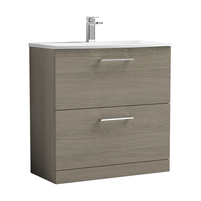 [BFLE2535G] Balterley  Modern Bathroom Floor Standing 2-Drawer Vanity & Curved Basin, Solace Oak, 800mm - Cutout