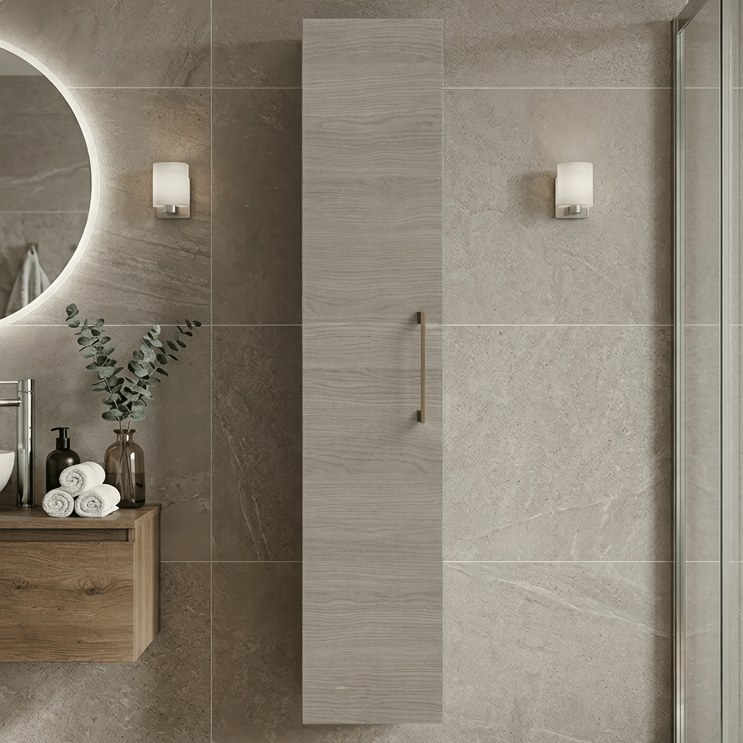 [BFLE2561H017] Bramshall 300mm Wall Hung 1 Door Tall Unit - Choice of Colour and Handle Finish - Silo