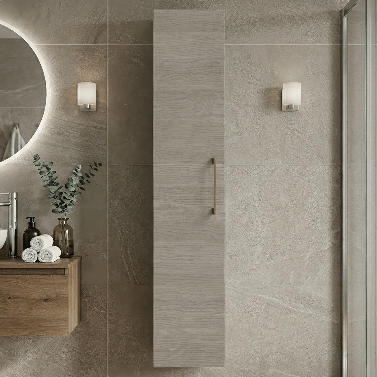[BFLE2561H017] Bramshall 300mm Wall Hung 1 Door Tall Unit - Choice of Colour and Handle Finish - Silo