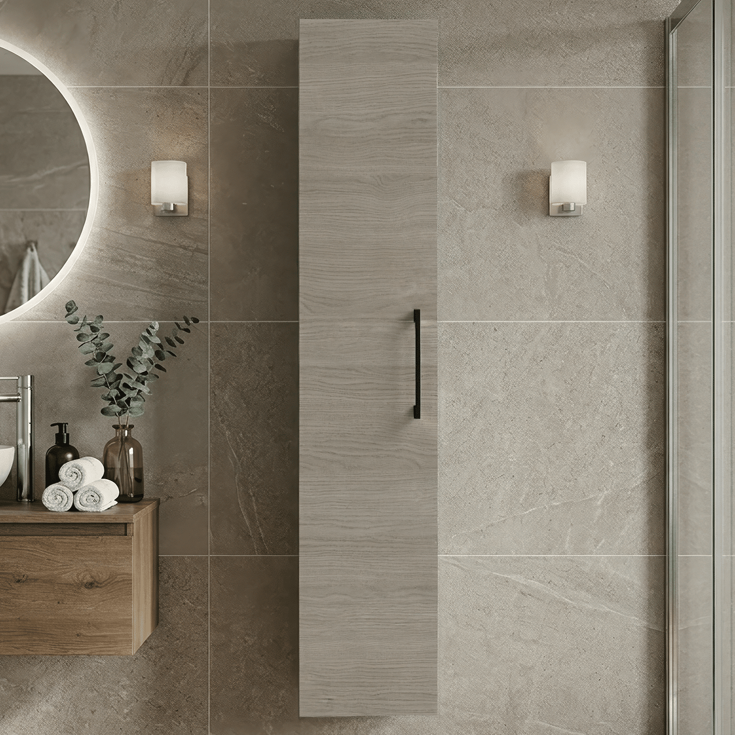 [BFLE2561H018] Bramshall 300mm Wall Hung 1 Door Tall Unit - Choice of Colour and Handle Finish - Silo