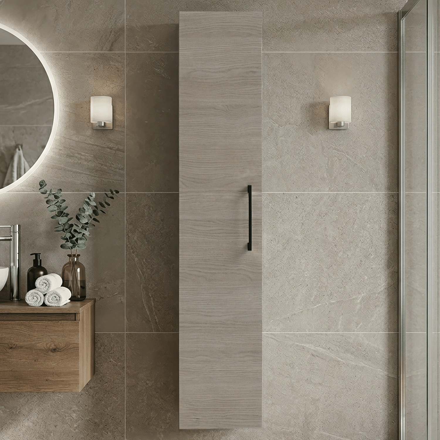 [BFLE2561H018] Bramshall 300mm Wall Hung 1 Door Tall Unit - Choice of Colour and Handle Finish - Silo