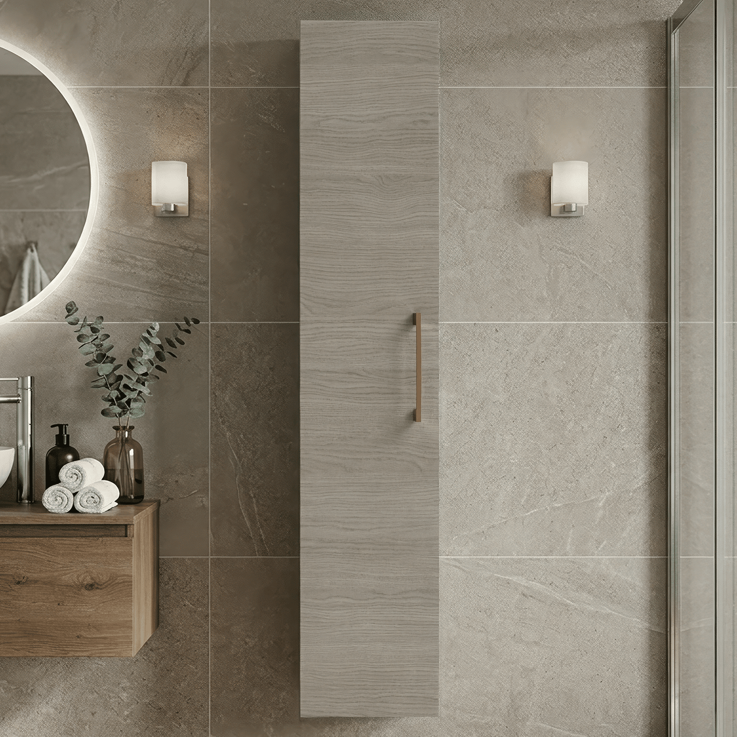 [BFLE2561H019] Bramshall 300mm Wall Hung 1 Door Tall Unit - Choice of Colour and Handle Finish - Silo