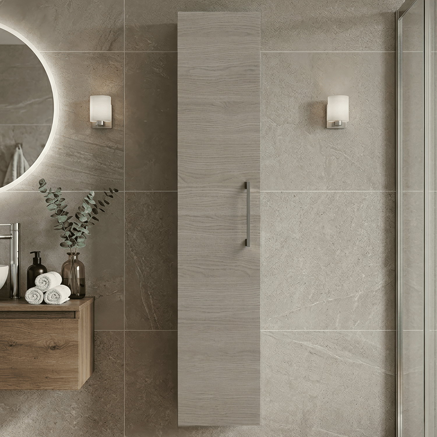 [BFLE2561H716] Bramshall 300mm Wall Hung 1 Door Tall Unit - Choice of Colour and Handle Finish - Silo