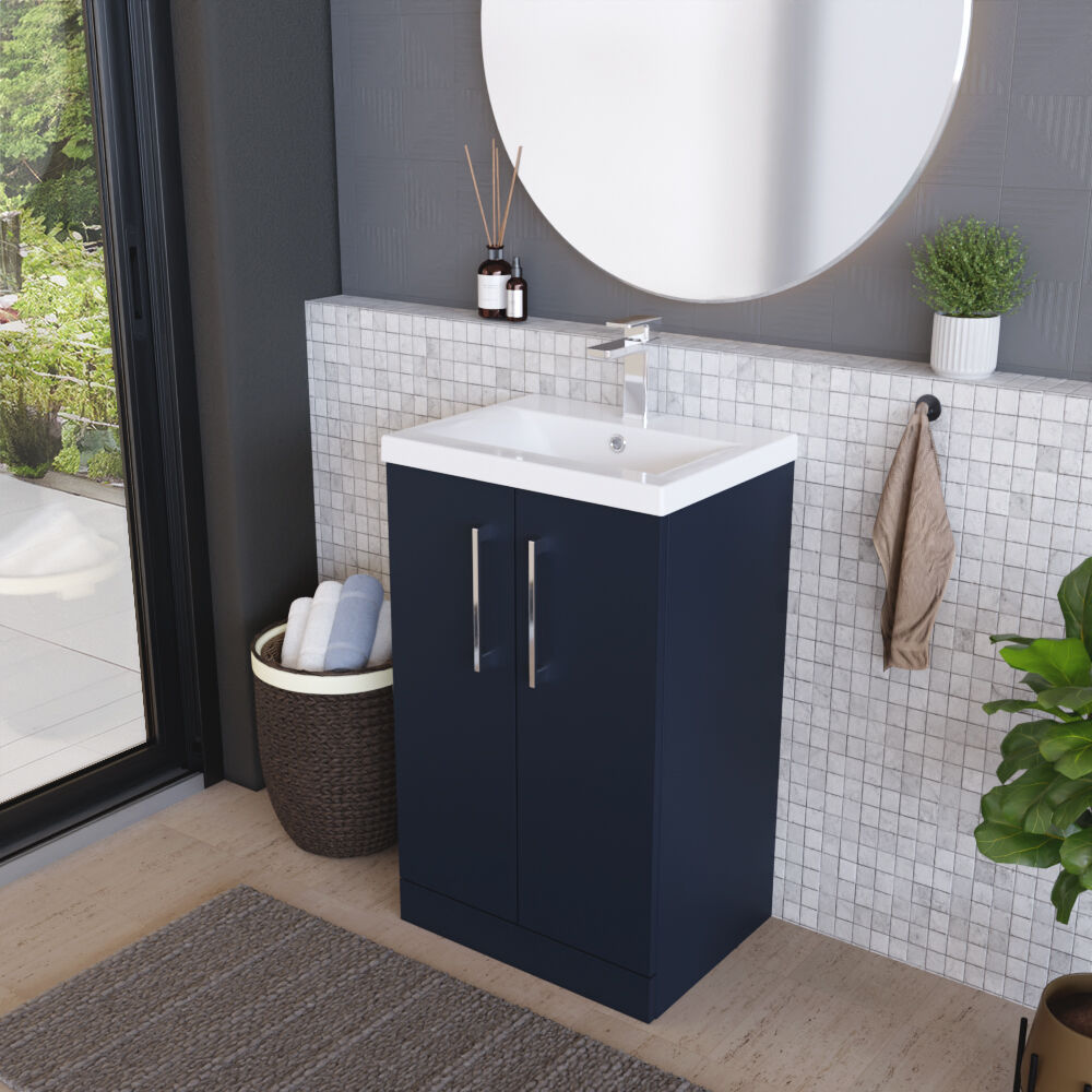 [BFLE2901A] Contemporary Floor Standing Vanity Unit with Mid-Edge Basin, Choice of Size - Lifestyle 3