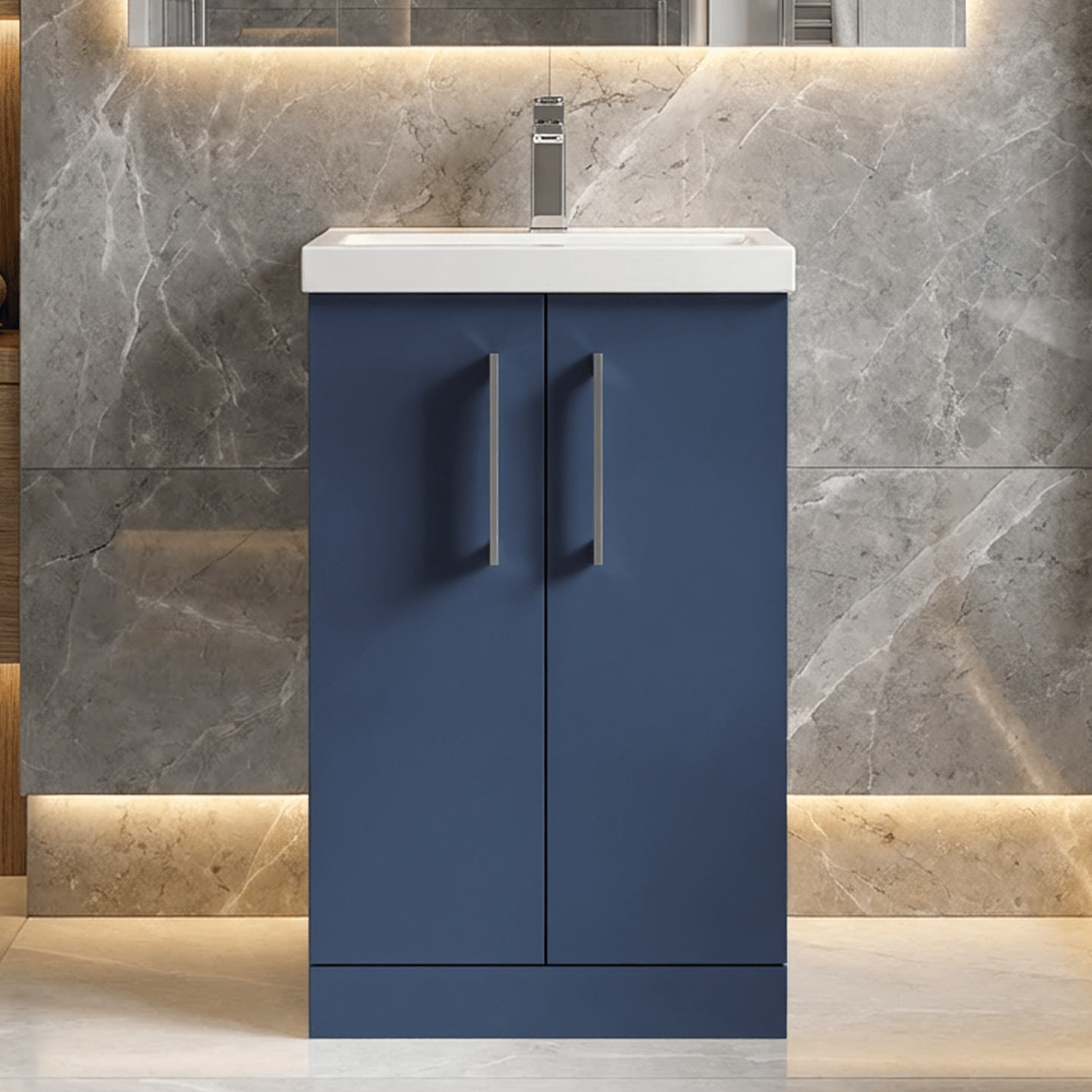 [BFLE2901A] Contemporary Floor Standing Vanity Unit with Mid-Edge Basin, Choice of Size - Silo