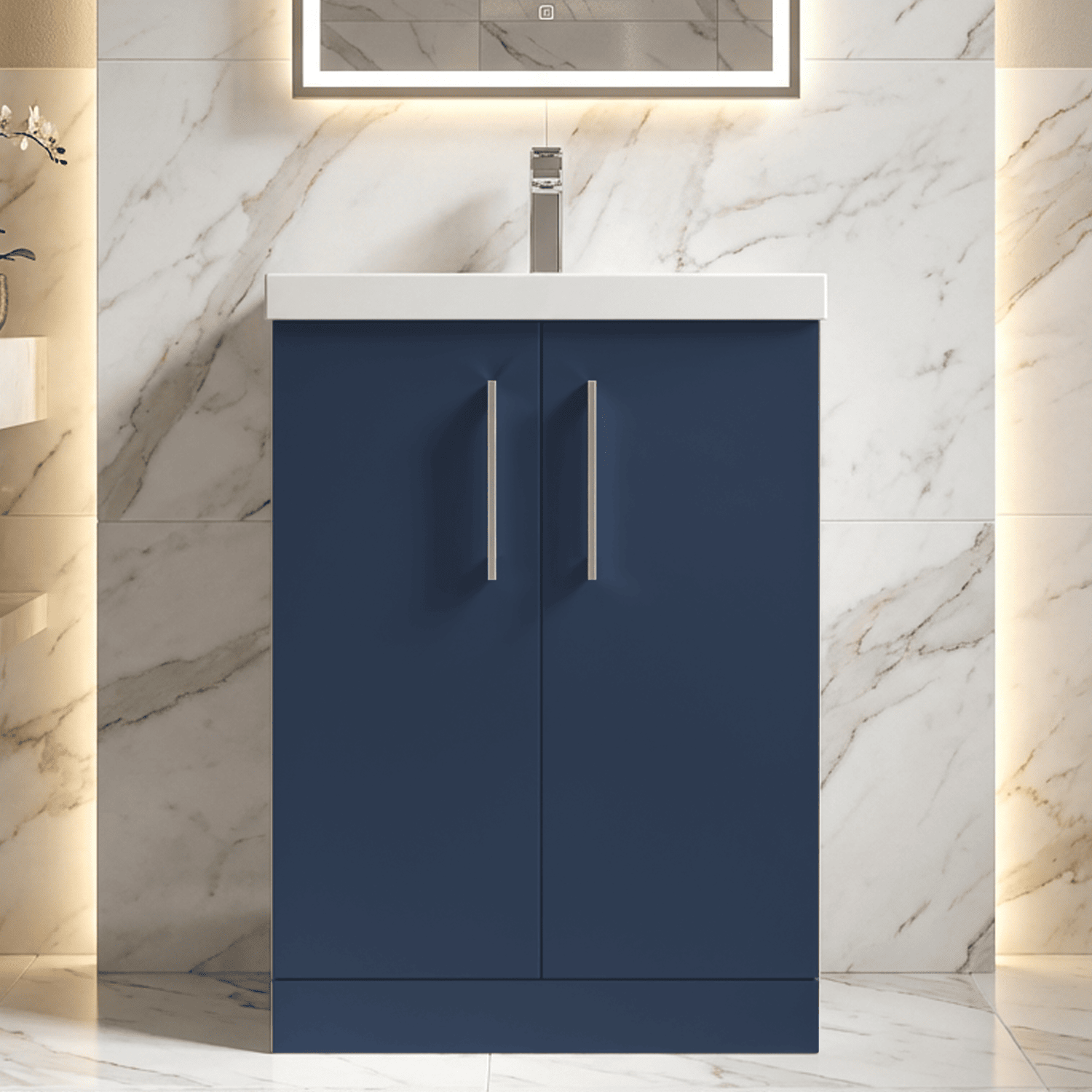 [BFLE2903A] Contemporary Floor Standing Vanity Unit with Mid-Edge Basin, Choice of Size - Silo