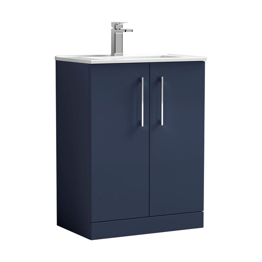 [BFLE2903B] Balterley Level Contemporary Bathroom 2 Soft Close Door & Minimalist Floor Standing Vanity Unit Basin, Midnight Blue, 600mm - Cutout