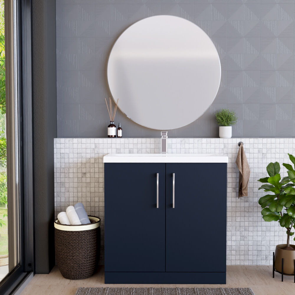[BFLE2905A] Contemporary Floor Standing Vanity Unit with Mid-Edge Basin, Choice of Size - Lifestyle 1
