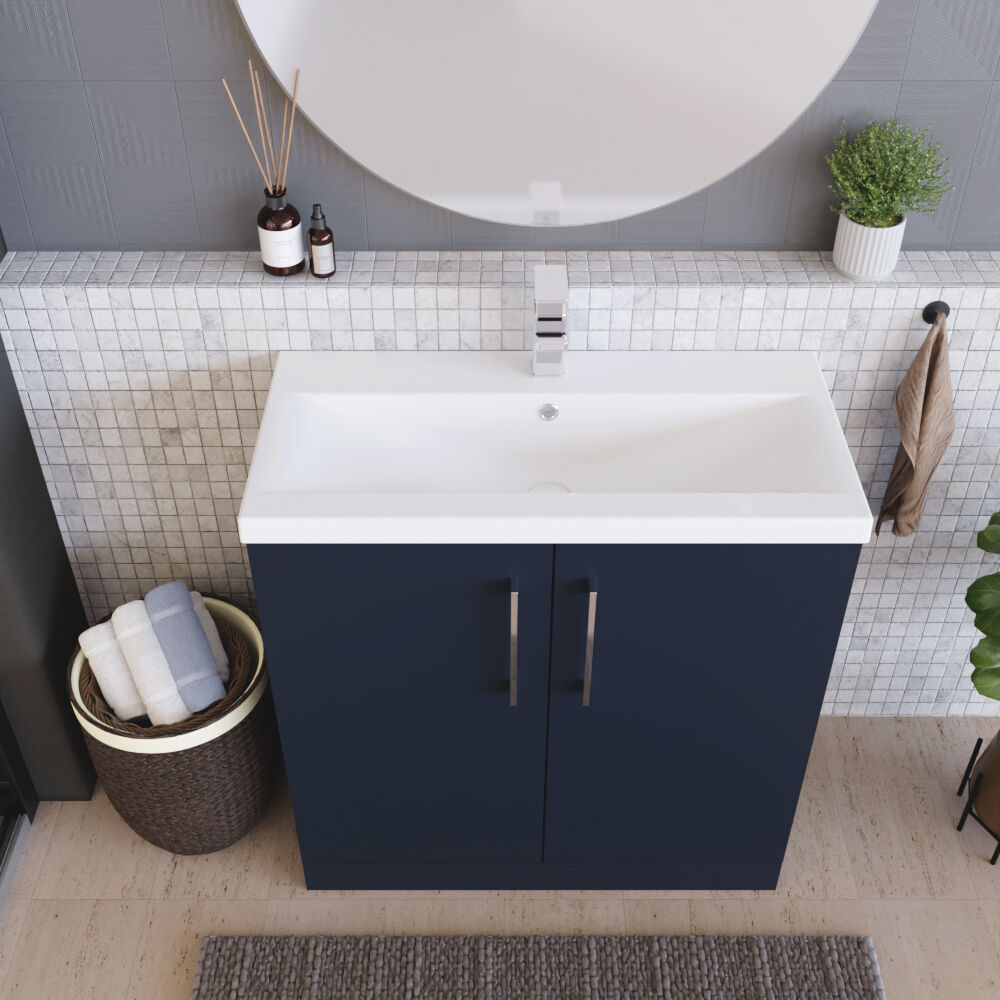 [BFLE2905A] Contemporary Floor Standing Vanity Unit with Mid-Edge Basin, Choice of Size - Lifestyle 2