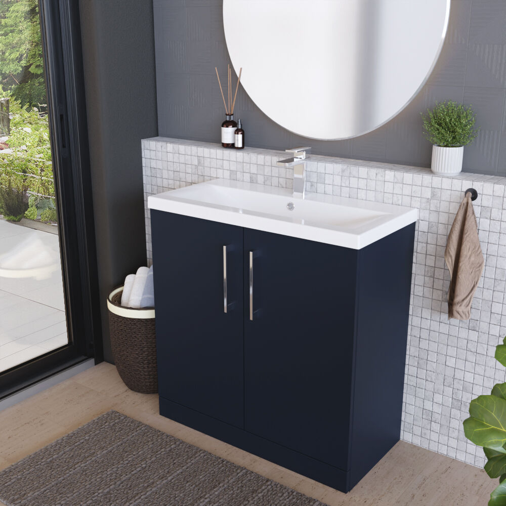 [BFLE2905A] Contemporary Floor Standing Vanity Unit with Mid-Edge Basin, Choice of Size - Lifestyle 3