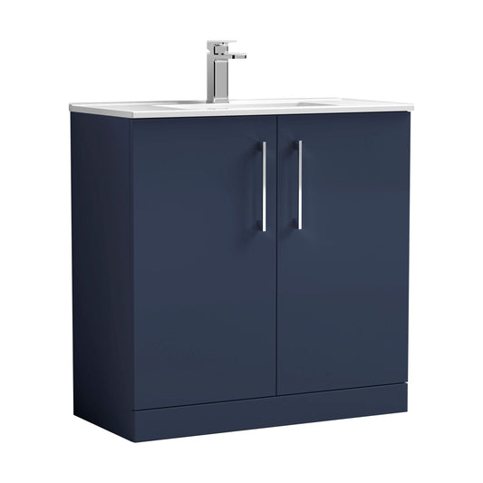 [BFLE2905B] Balterley  Contemporary Bathroom 2 Soft Close Door & Minimalist Floor Standing Vanity Unit Basin, Midnight Blue, 800mm - Cutout