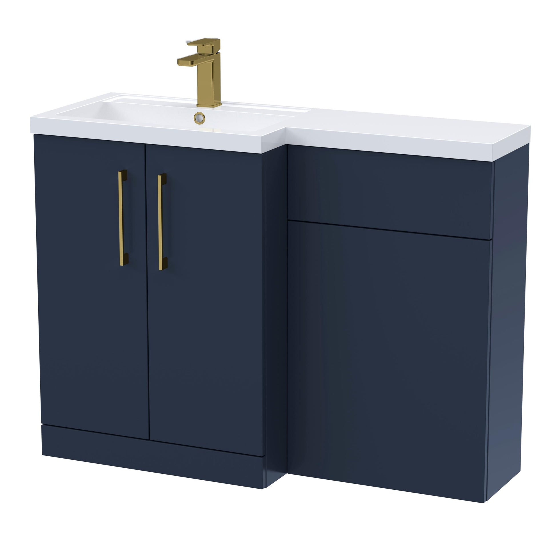 [BFLE2911LH017] Bramshall Combination Vanity Unit with Basin & WC, Left Hand, 1100mm x 390mm - Choice of Colour and Handle Finish - Cutout