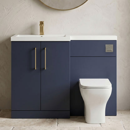 [BFLE2911LH017] Bramshall Combination Vanity Unit with Basin & WC, Left Hand, 1100mm x 390mm - Choice of Colour and Handle Finish - Silo