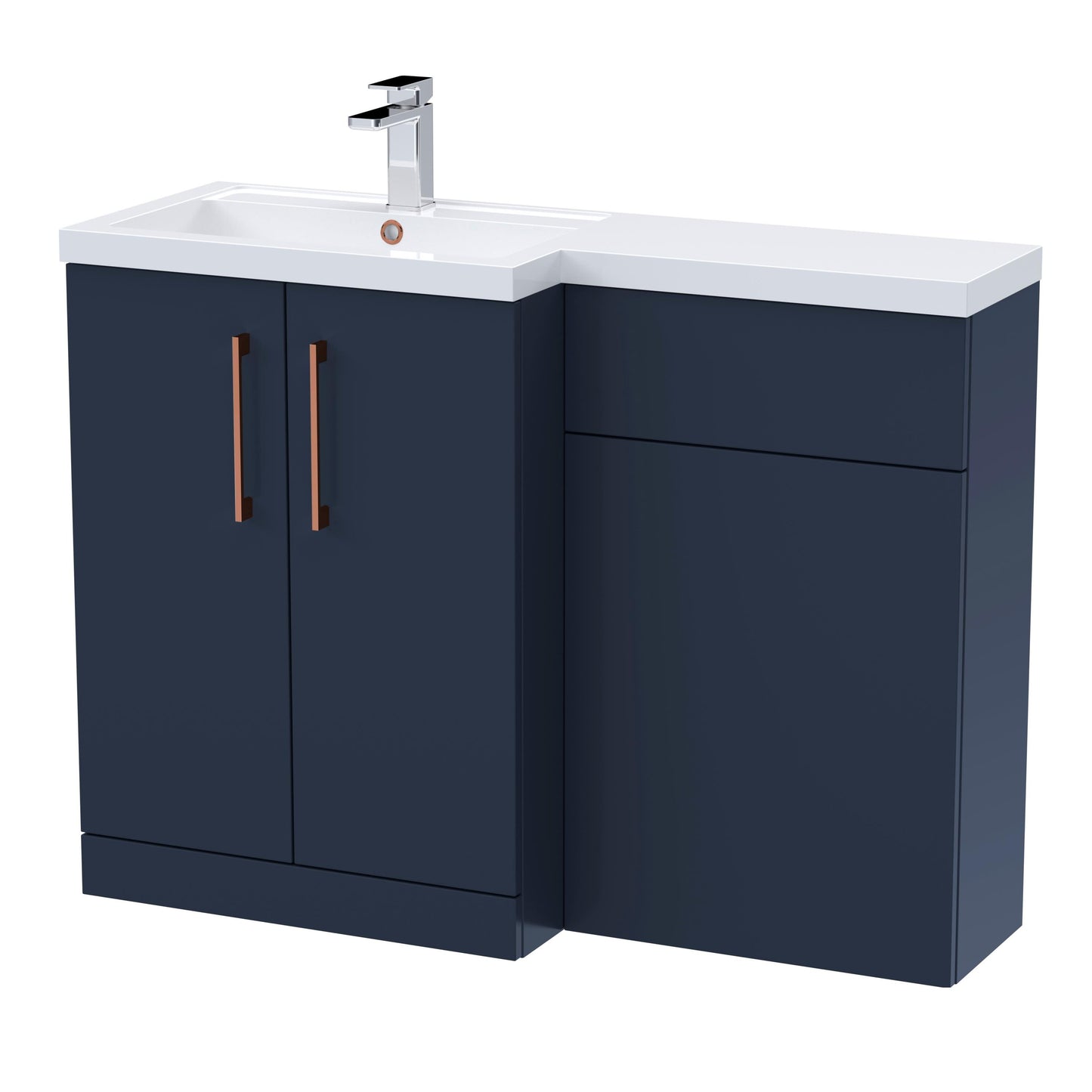 [BFLE2911LH019] Bramshall Combination Vanity Unit with Basin & WC, Left Hand, 1100mm x 390mm - Choice of Colour and Handle Finish - Cutout