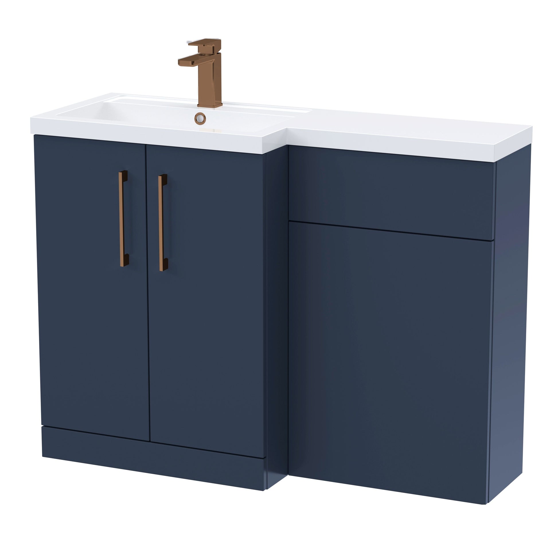 [BFLE2911LH1516] Bramshall Combination Vanity Unit with Basin & WC, Left Hand, 1100mm x 390mm - Choice of Colour and Handle Finish - Cutout
