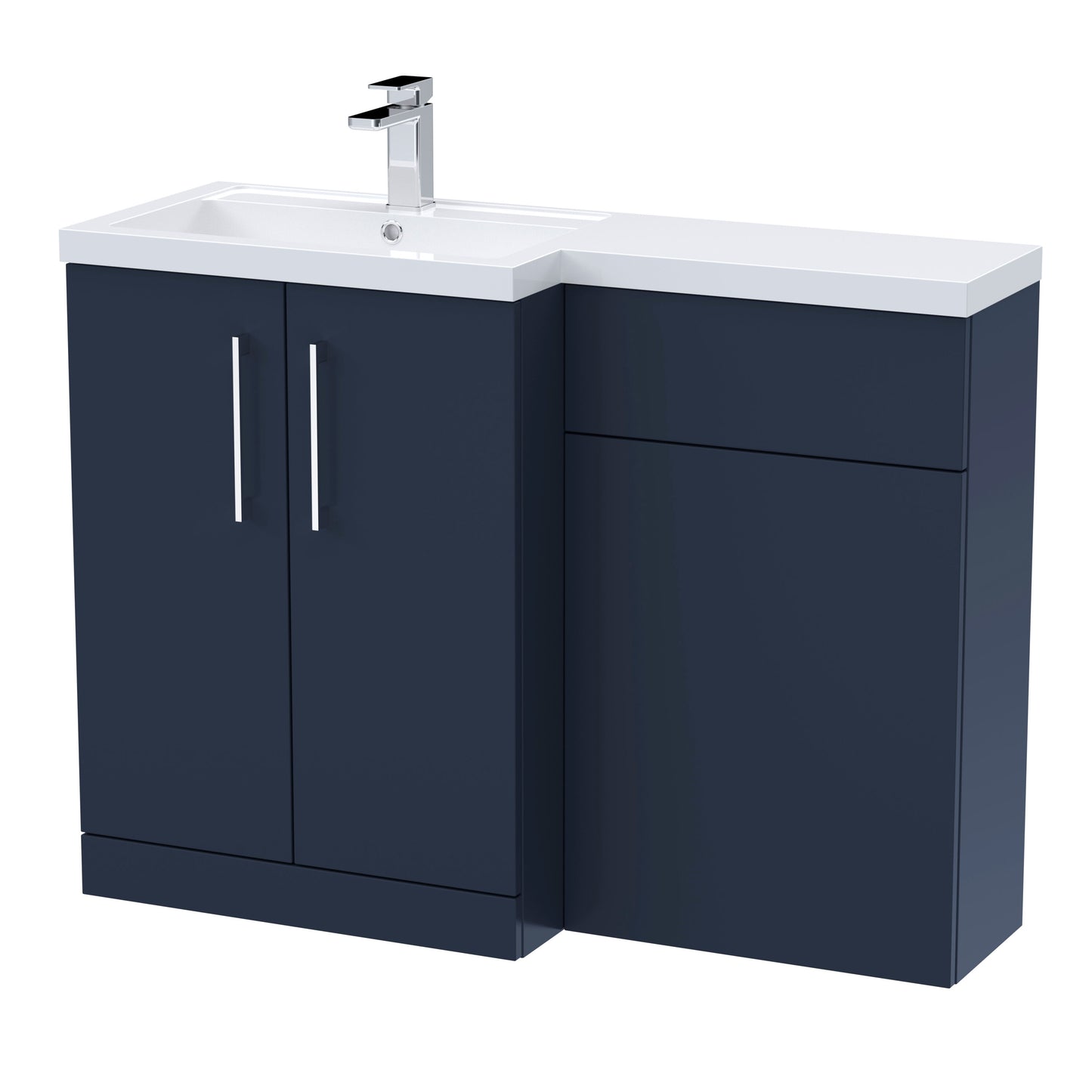 [BFLE2911L] Bramshall Combination Vanity Unit with Basin & WC, Left Hand, 1100mm x 390mm - Choice of Colour and Handle Finish - Cutout