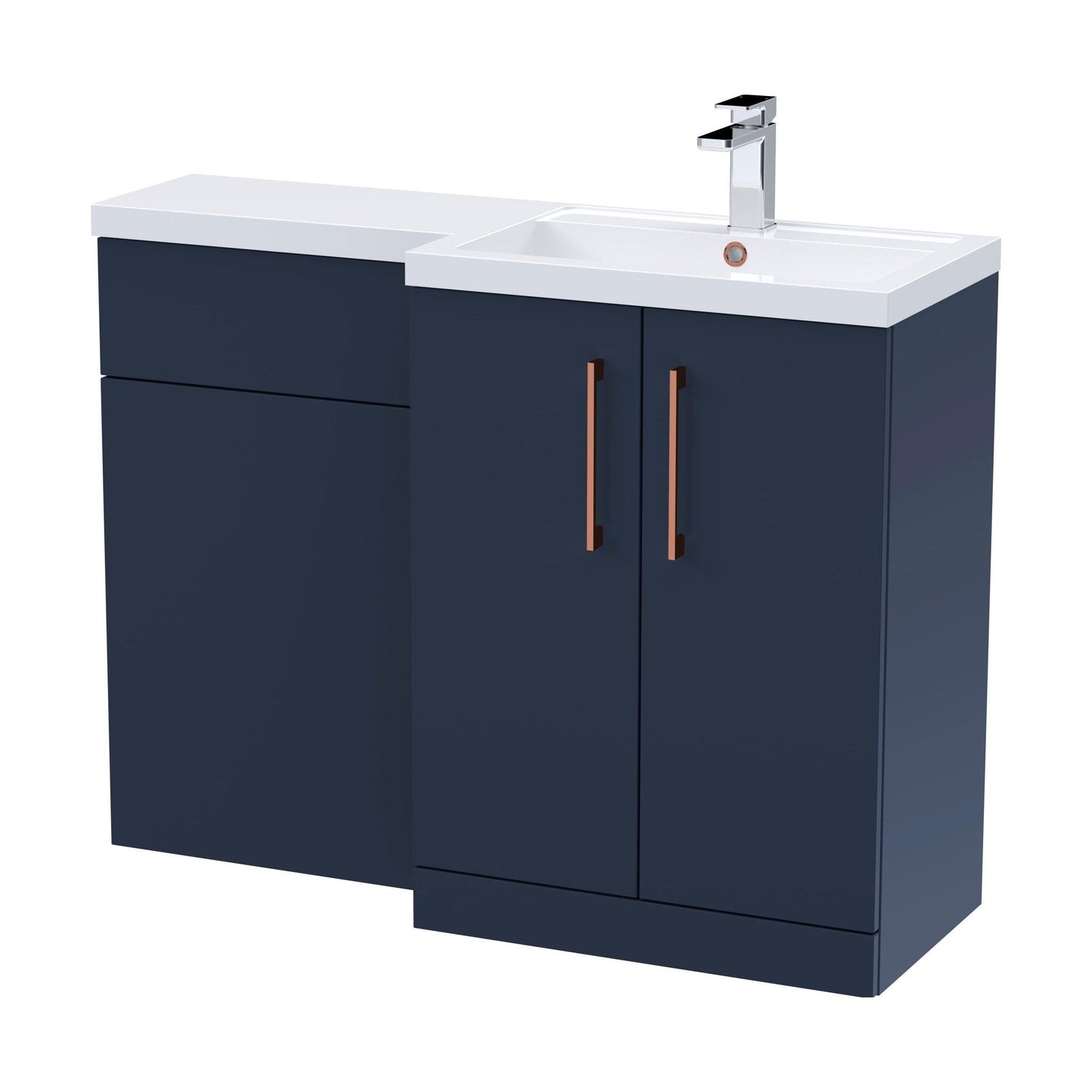[BFLE2911RH019] Bramshall Combination Vanity Unit with Basin & WC, Right Hand, 1100mm x 390mm - Choice of Colour and Handle Finish - Cutout