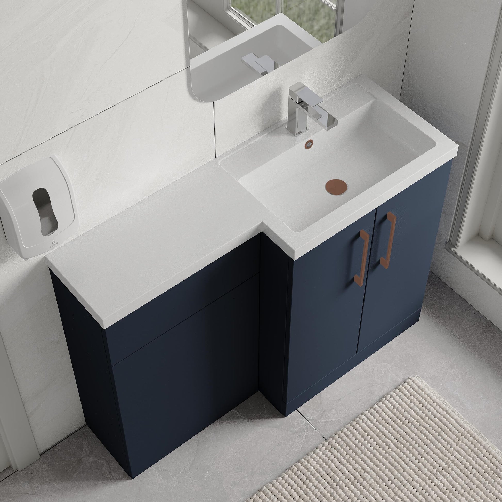 [BFLE2911RH019] Bramshall Combination Vanity Unit with Basin & WC, Right Hand, 1100mm x 390mm - Choice of Colour and Handle Finish - Lifestyle 2