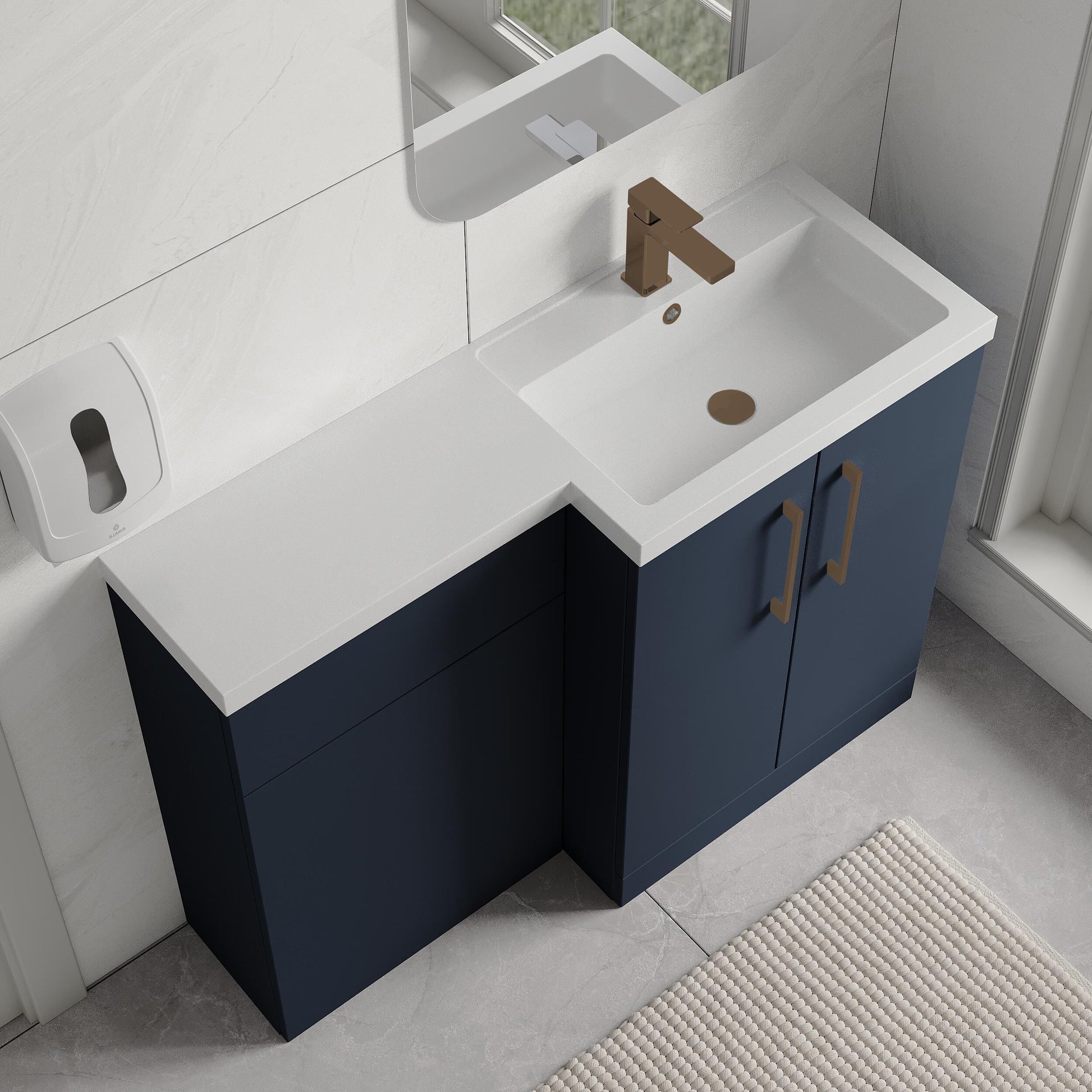 [BFLE2911RH1516] Bramshall Combination Vanity Unit with Basin & WC, Right Hand, 1100mm x 390mm - Choice of Colour and Handle Finish - Lifestyle 2