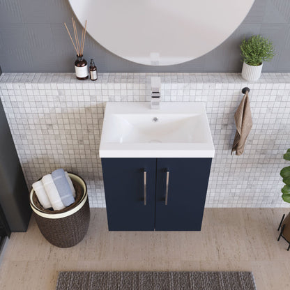 [BFLE2921A] Bramshall Contemporary 2 Door Wall Hung Vanity Basin Unit with Mid-Edge Basin, Choice of Size and Colour - Lifestyle 2
