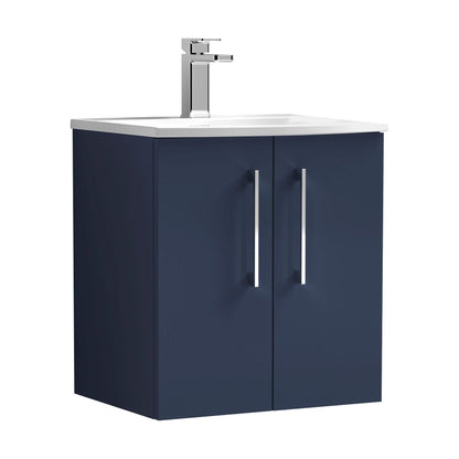 [BFLE2921G] Balterley  Modern Bathroom Wall Hung 2-Door Vanity & Basin, Midnight Blue, 500mm - Cutout