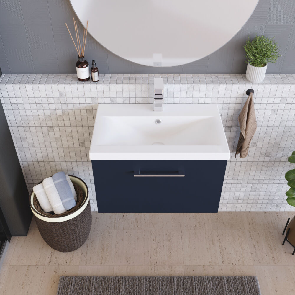 [BFLE2922A] Bramshall Contemporary 2 Door Wall Hung Vanity Basin Unit with Mid-Edge Basin, Choice of Size and Colour - Lifestyle 2