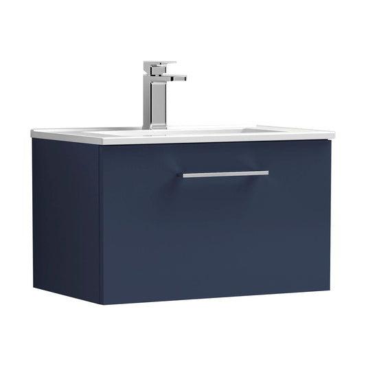 [BFLE2922B] Balterley Level Contemporary Bathroom 1 Soft Close Drawer & Minimalist Wall Hung Vanity Unit Basin, Midnight Blue, 600mm - Cutout